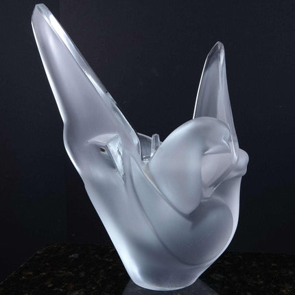 Large Lalique Two Doves Flower holder Vase - Estate Fresh Austin