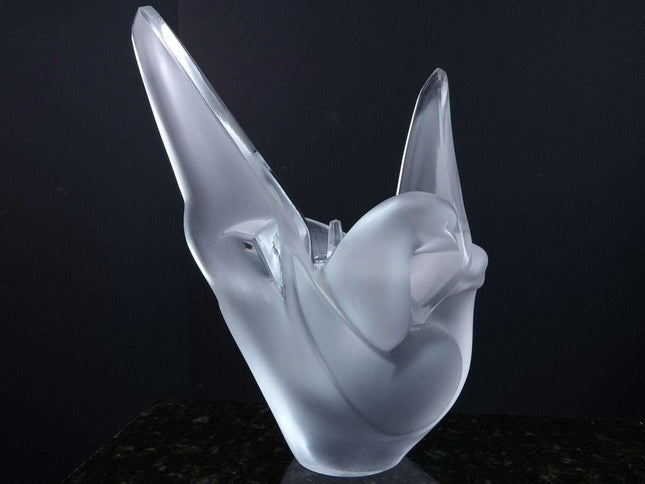 Large Lalique Two Doves Flower holder Vase - Estate Fresh Austin