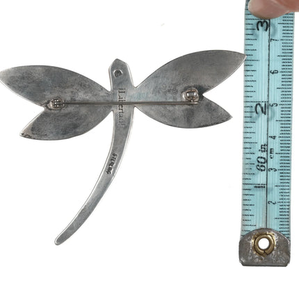 Large Libertad Sterling Cobblestone inlay dragonfly pin - Estate Fresh Austin