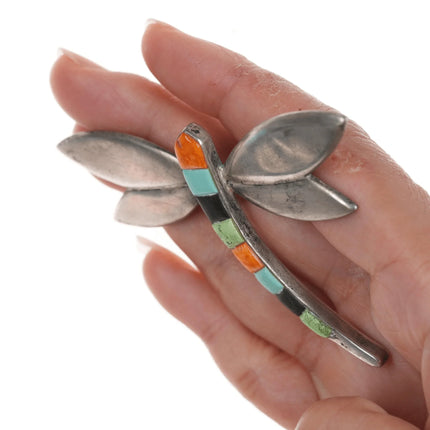 Large Libertad Sterling Cobblestone inlay dragonfly pin - Estate Fresh Austin