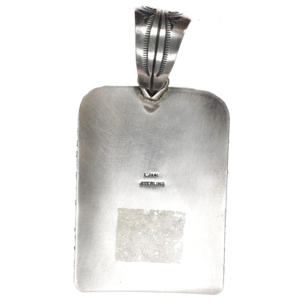 Large Lorenzo Juan Navajo sterling high grade turquoise pendant - Estate Fresh Austin