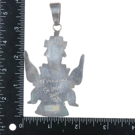 Large Marisa Selecion Zuni sterling intarsia inlay knifewing pendant - Estate Fresh Austin