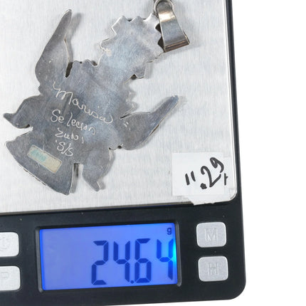 Large Marisa Selecion Zuni sterling intarsia inlay knifewing pendant - Estate Fresh Austin