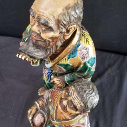 Large Meiji Period Kutani Figure Gama Sennin Toad Immortal Japanese 19th century - Estate Fresh Austin