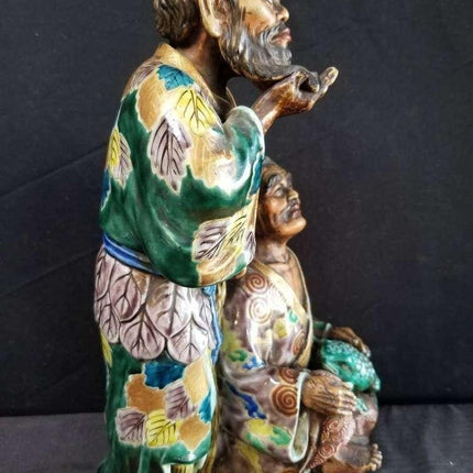 Large Meiji Period Kutani Figure Gama Sennin Toad Immortal Japanese 19th century - Estate Fresh Austin