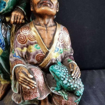 Large Meiji Period Kutani Figure Gama Sennin Toad Immortal Japanese 19th century - Estate Fresh Austin