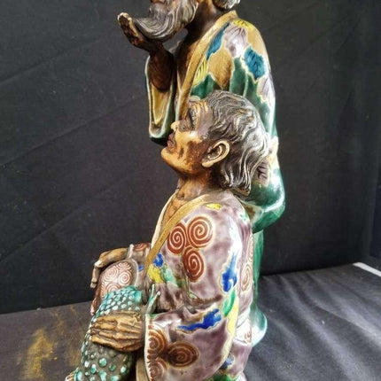 Large Meiji Period Kutani Figure Gama Sennin Toad Immortal Japanese 19th century - Estate Fresh Austin