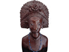 Large Mid Century Bali Carved wood bust with glass eyes - Estate Fresh Austin