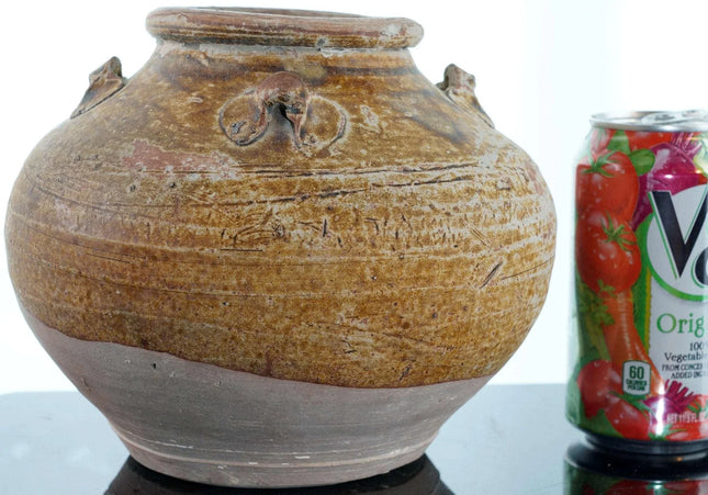 Large Ming Chinese Brown Stoneware Jar with handles - Estate Fresh Austin