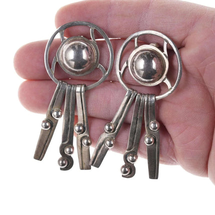 Large Modernist Erika Hult de Corral Taxco Sterling RIC Earrings - Estate Fresh Austin