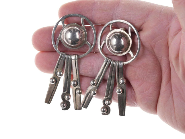 Large Modernist Erika Hult de Corral Taxco Sterling RIC Earrings - Estate Fresh Austin