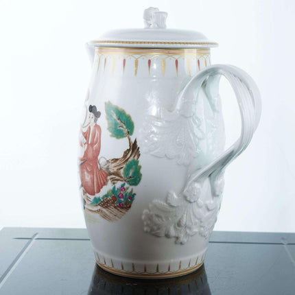 Large Mottahedeh Vista Alegre Chinese Export Style porcelain jug with lid - Estate Fresh Austin