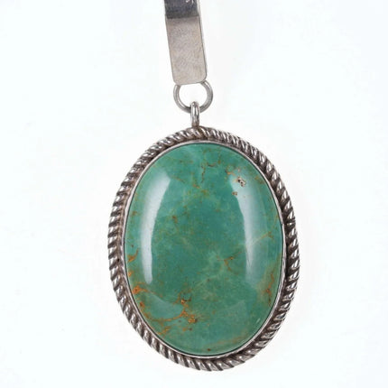 Large Native American Sterling Green Nevada Turquoise pendant - Estate Fresh Austin