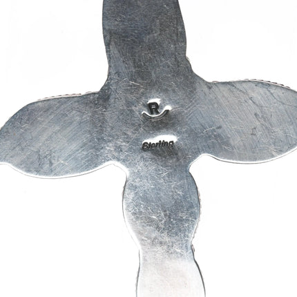 Large Native American sterling green turquoise cross pendant - Estate Fresh Austin