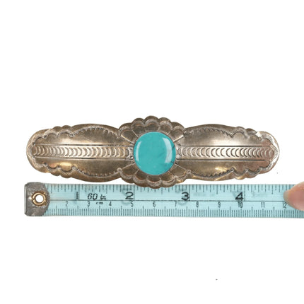Large Navajo sterling barette with turquoise - Estate Fresh Austin