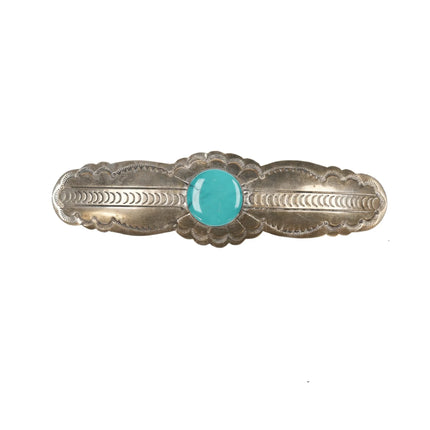 Large Navajo sterling barette with turquoise - Estate Fresh Austin