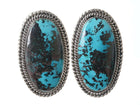 Large Navajo Sterling Eula Wylie Chrysocolla Earrings - Estate Fresh Austin