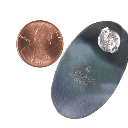 Large Navajo Sterling Eula Wylie Chrysocolla Earrings - Estate Fresh Austin