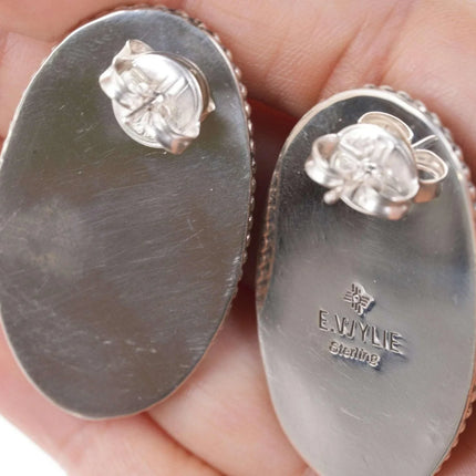 Large Navajo Sterling Eula Wylie Chrysocolla Earrings - Estate Fresh Austin