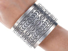 Large Navajo Sterling heavy stamped cuff bracelet - Estate Fresh Austin
