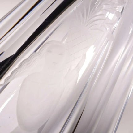 Large Orrefors Faceted Intaglio Etched Vase with Flower Seller - Estate Fresh Austin