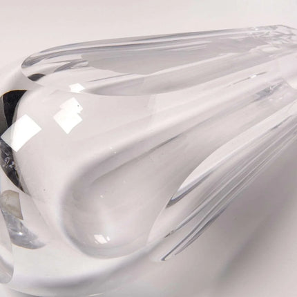 Large Orrefors Faceted Intaglio Etched Vase with Flower Seller - Estate Fresh Austin