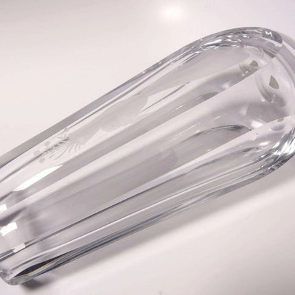 Large Orrefors Faceted Intaglio Etched Vase with Flower Seller - Estate Fresh Austin