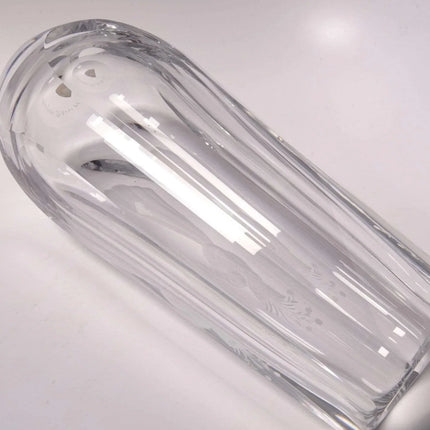 Large Orrefors Faceted Intaglio Etched Vase with Flower Seller - Estate Fresh Austin