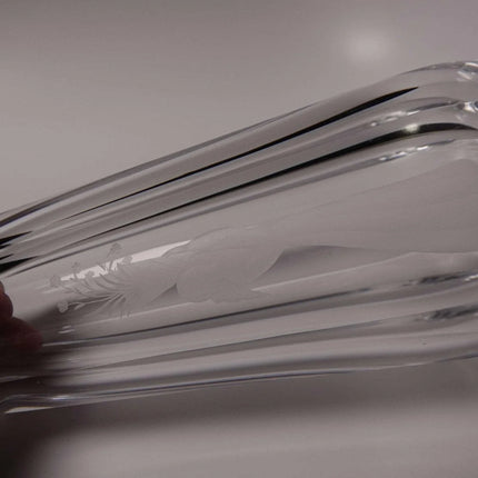 Large Orrefors Faceted Intaglio Etched Vase with Flower Seller - Estate Fresh Austin