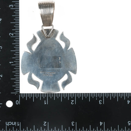 Large Paul Livingston Navajo sterling pendant with turquoise - Estate Fresh Austin