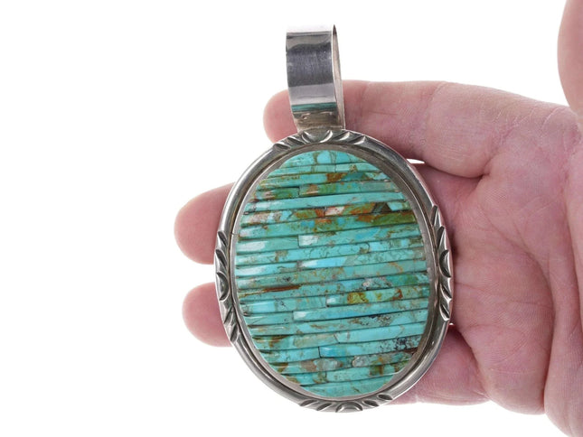 Large Pete Sierra Navajo Cobblestone turquoise sterling pendant - Estate Fresh Austin