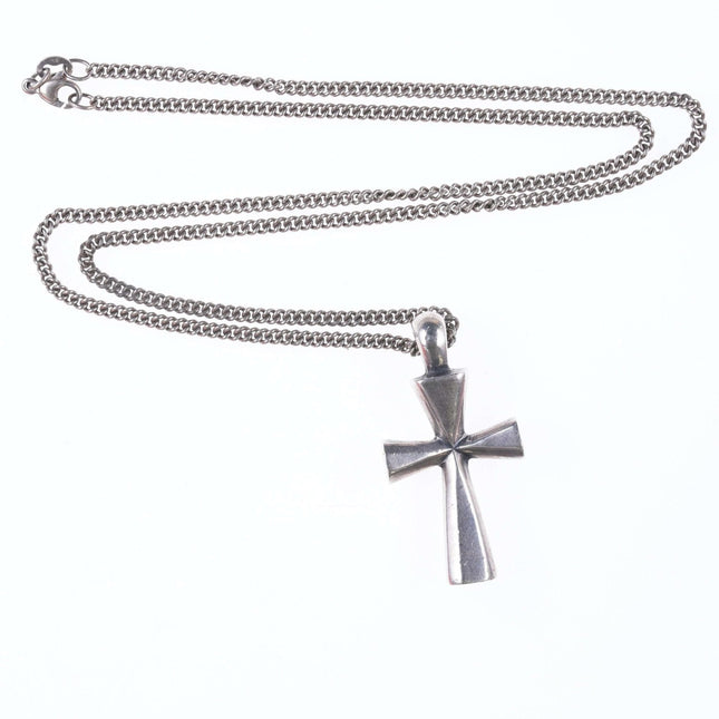 Large Retired James Avery St Theresa Cross pendant in sterling - Estate Fresh Austin