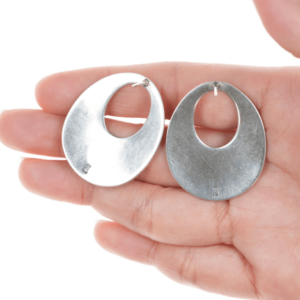 Large Retired James Avery Stud hoop overlay earrings in sterling - Estate Fresh Austin