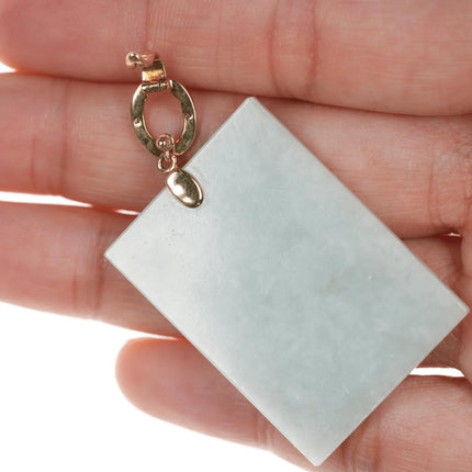 Large Retro 14k gold Jade pendant with diamonds - Estate Fresh Austin