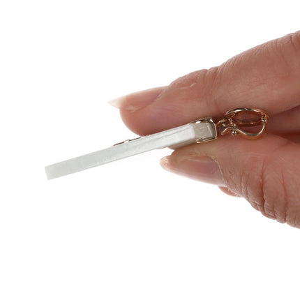 Large Retro 14k gold Jade pendant with diamonds - Estate Fresh Austin