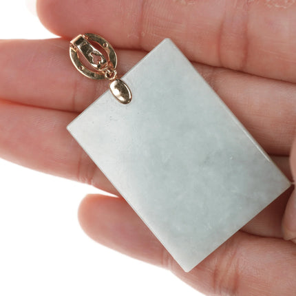 Large Retro 14k gold Jade pendant with diamonds - Estate Fresh Austin