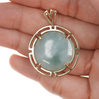 Large Retro 14k gold Jade pendant - Estate Fresh Austin