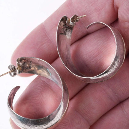 large retro 14k gold on Sterling abstract modernist earrings - Estate Fresh Austin