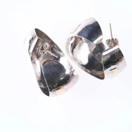 large retro 14k gold on Sterling abstract modernist earrings - Estate Fresh Austin