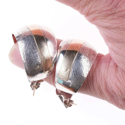 large retro 14k gold on Sterling abstract modernist earrings - Estate Fresh Austin