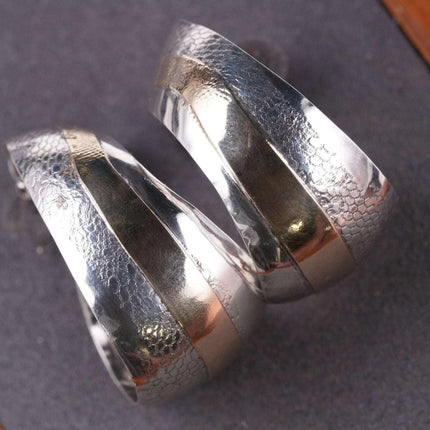 large retro 14k gold on Sterling abstract modernist earrings - Estate Fresh Austin