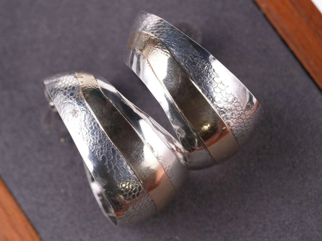 large retro 14k gold on Sterling abstract modernist earrings - Estate Fresh Austin