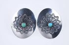 Large Retro BS Southwestern sterling Turquoise earrings - Estate Fresh Austin