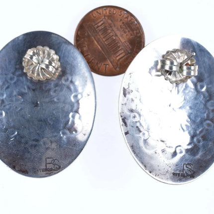 Large Retro BS Southwestern sterling Turquoise earrings - Estate Fresh Austin