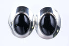 Large Retro Modernist Sterling/Obsidian earrings - Estate Fresh Austin