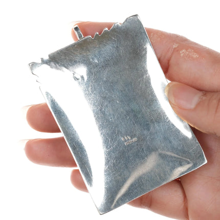 Large retro southwestern modernist sterling onyx necklace pendant - Estate Fresh Austin