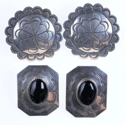 Large Retro Southwestern sterling Turquoise earrings 2 Pairs - Estate Fresh Austin