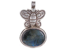Large Reversible Vintage Asian Sterling Repousse Labradorite Pendant - Estate Fresh Austin