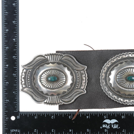 Large Rick Martinez Navajo sterling concho belt w spiderweb turquoise - Estate Fresh Austin