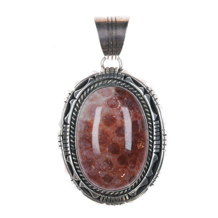 Large Rita Touchine Navajo Fossil and Sterling pendant - Estate Fresh Austin